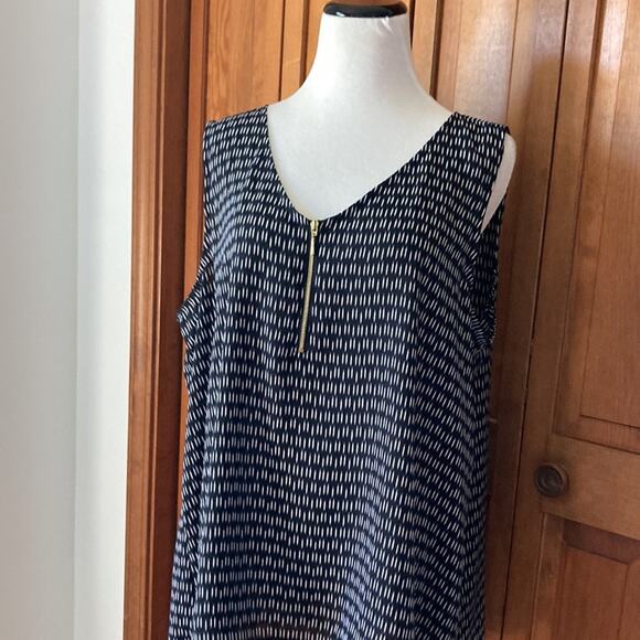 Worthington Black & White Chiffon Pullover Sleeveless Top, Size PXL - Picture 2 of 6